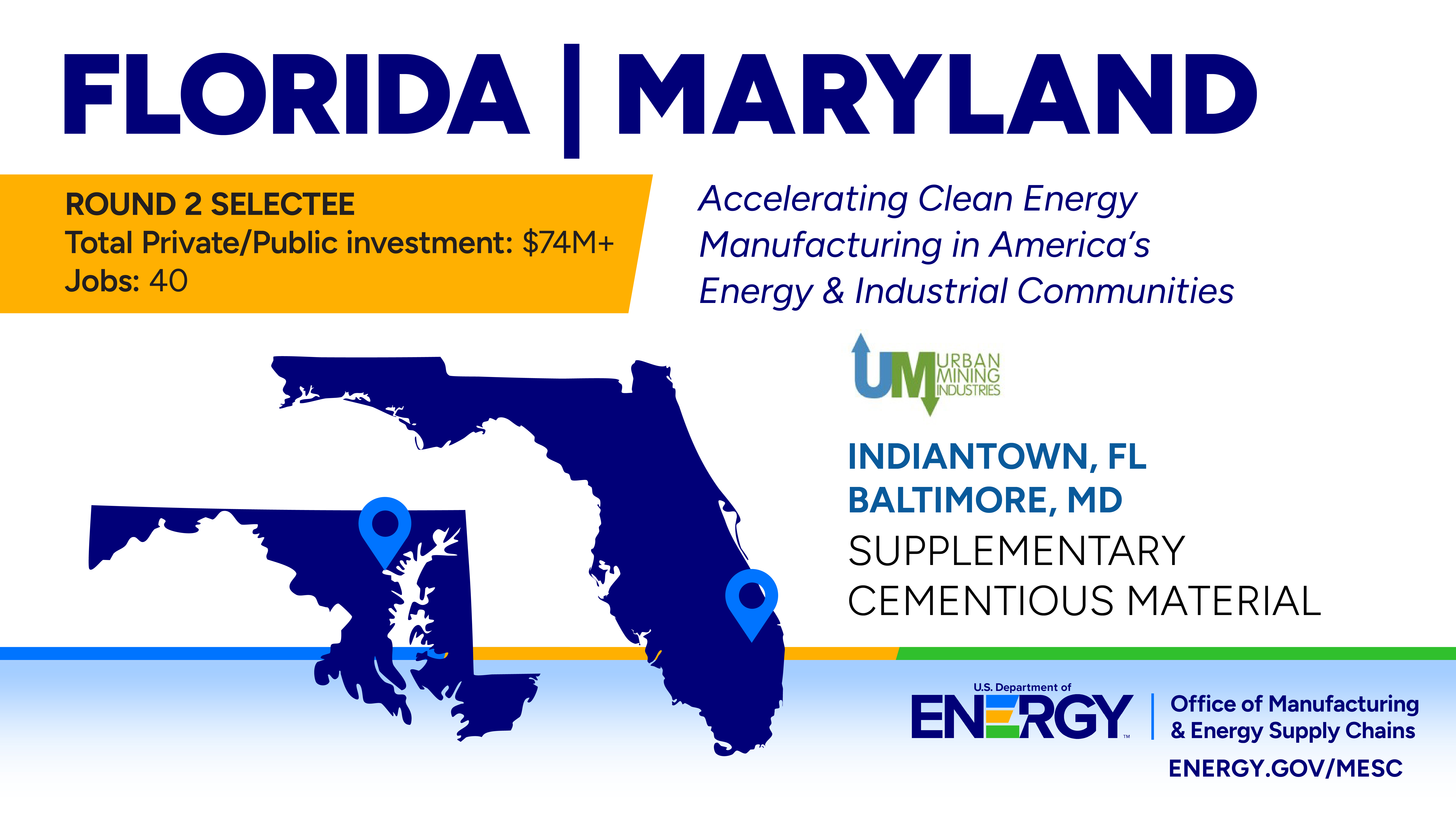 State graphic showing a project selectee that has locations in two states.
