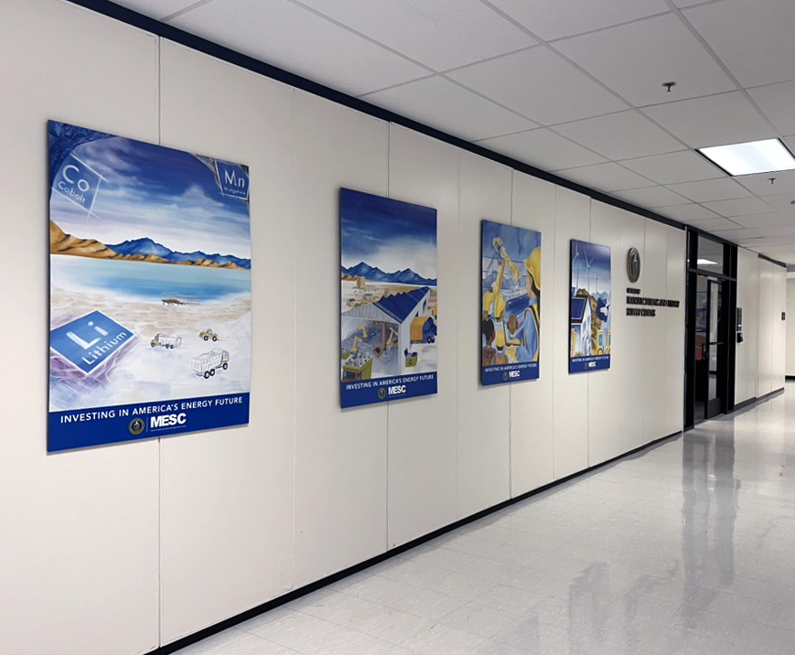 Posters on display outside of MESC offices at the J.W. Forrestal building in Washington, D.C.