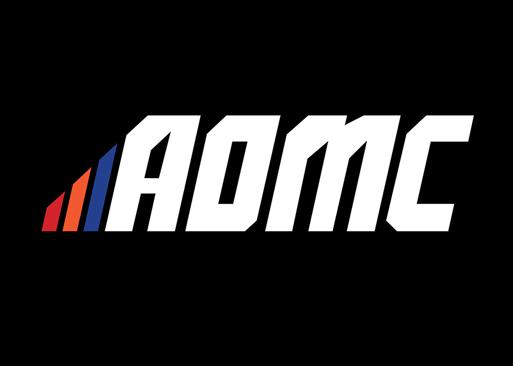 AOMC logo with three colored stripes to left side of the letter A.