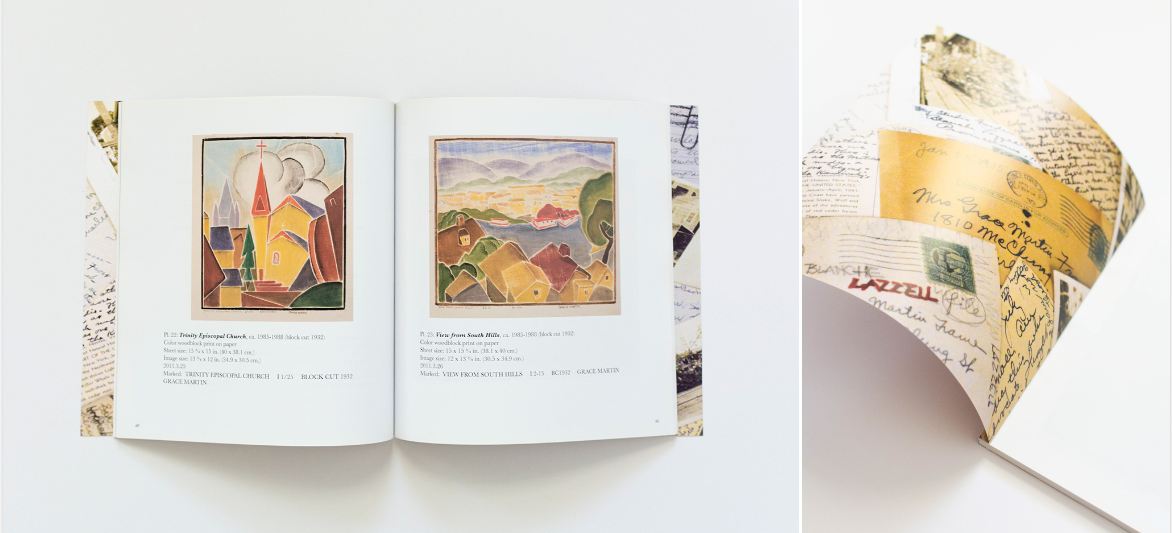 Interior publication spread with artwork and image of an endpage.