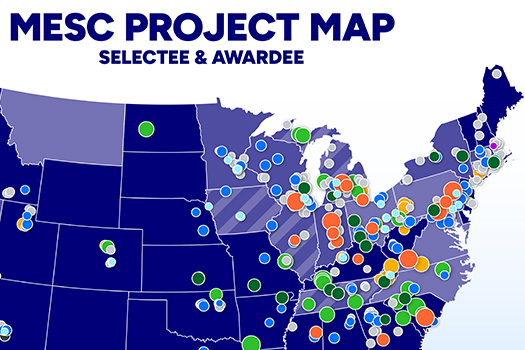 MESC Project Map Selectee & Awardee cropped image of U.S. Map.