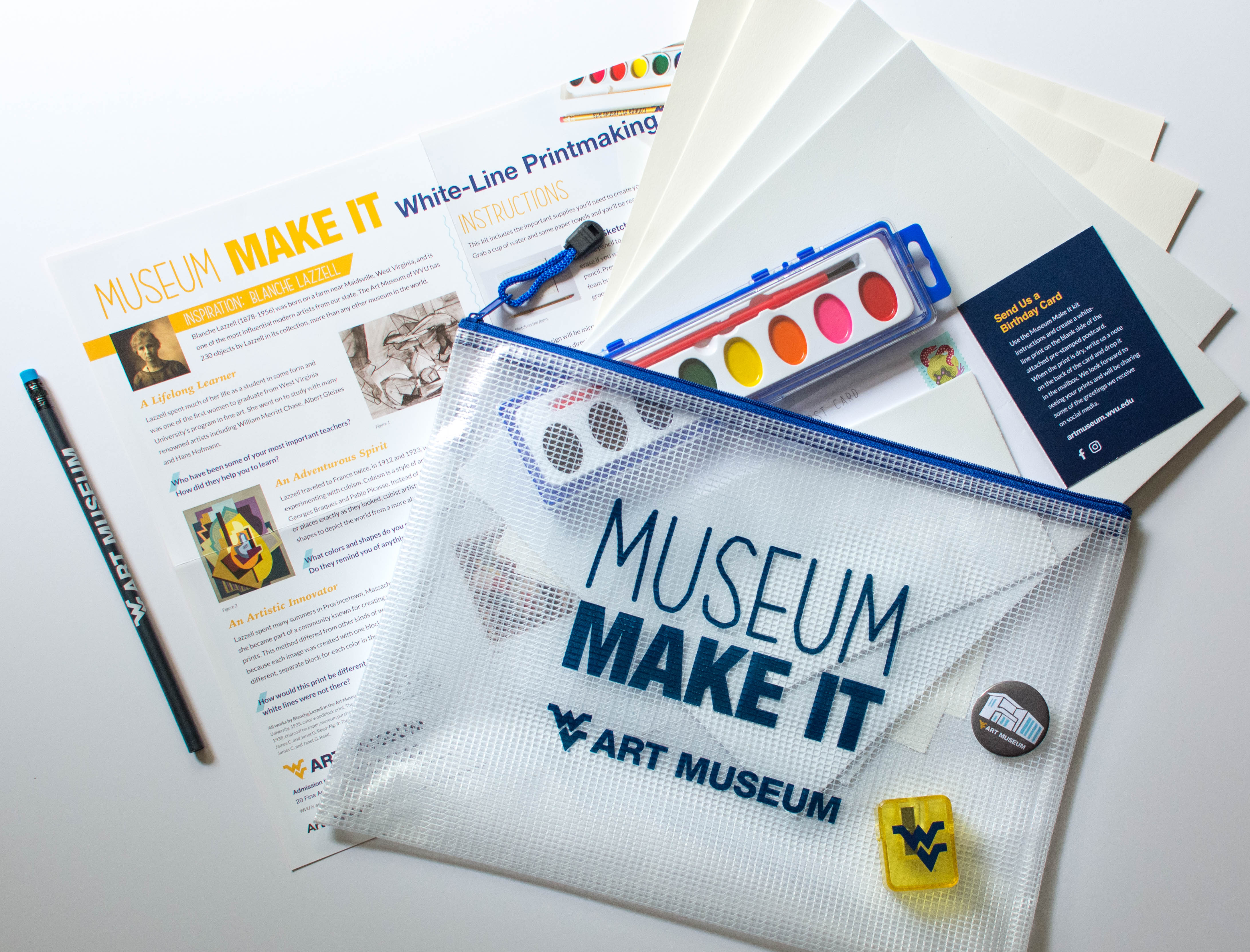 Flatlay photograph of Museum Make It Kit contents.