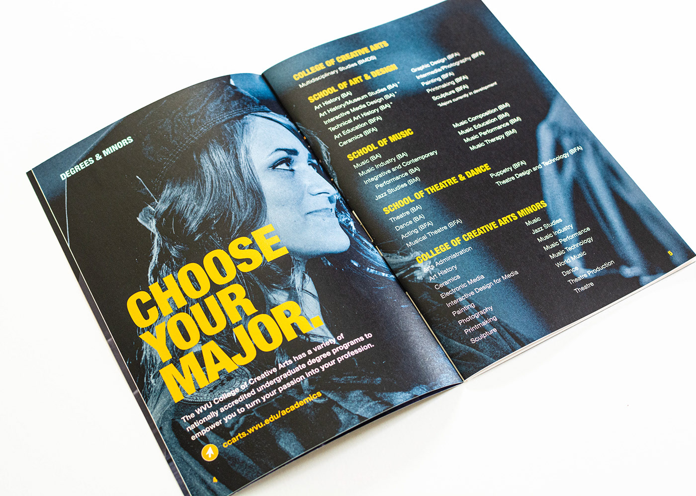 Interior spread about majors.
