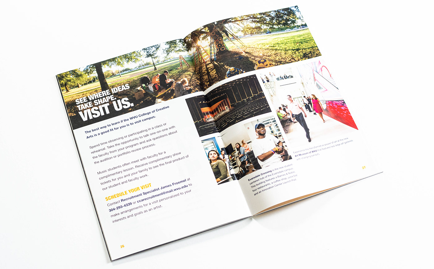 Interior spread about visiting the College.